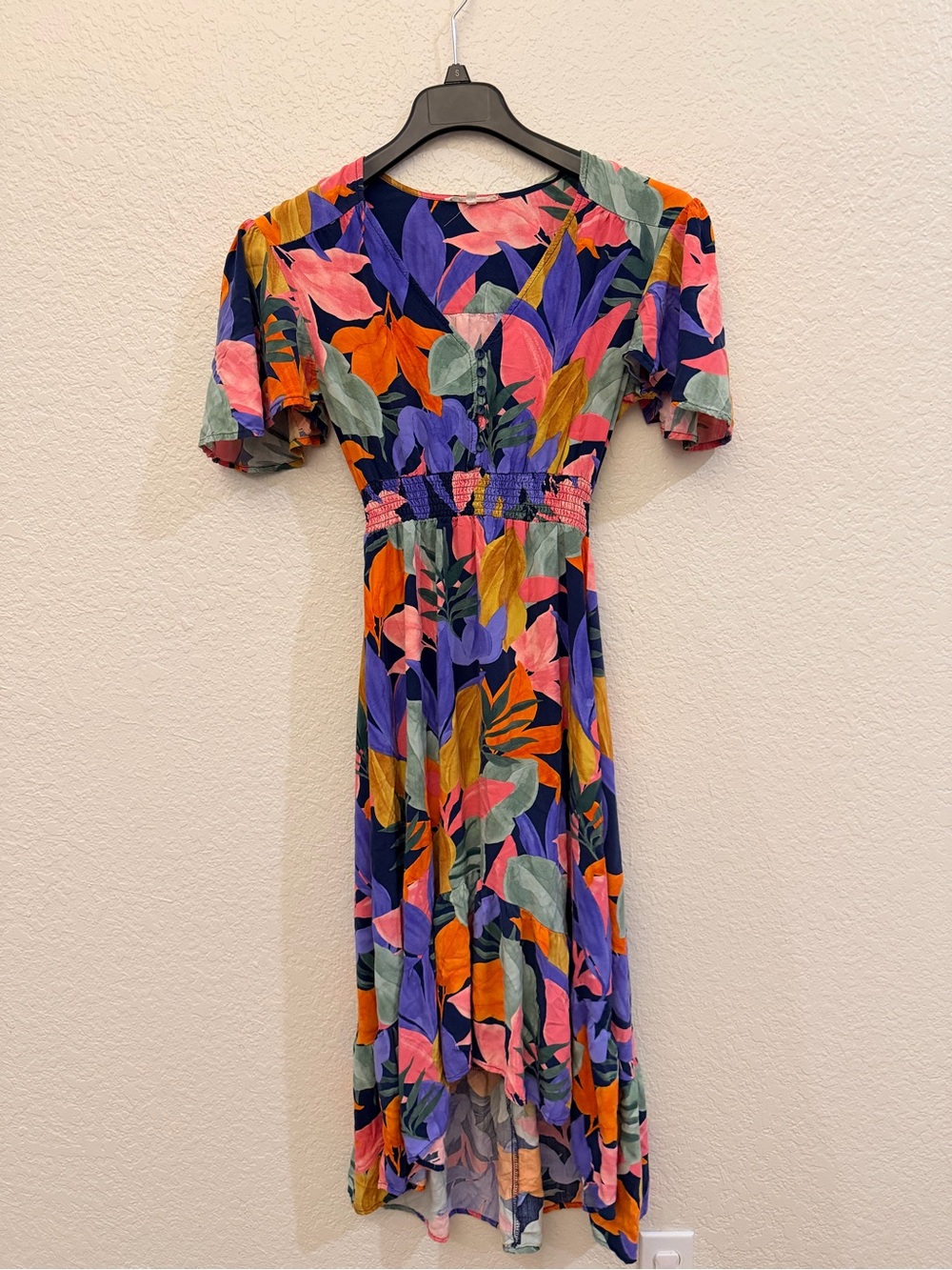 High-Low Floral Midi Dress in Multicolor